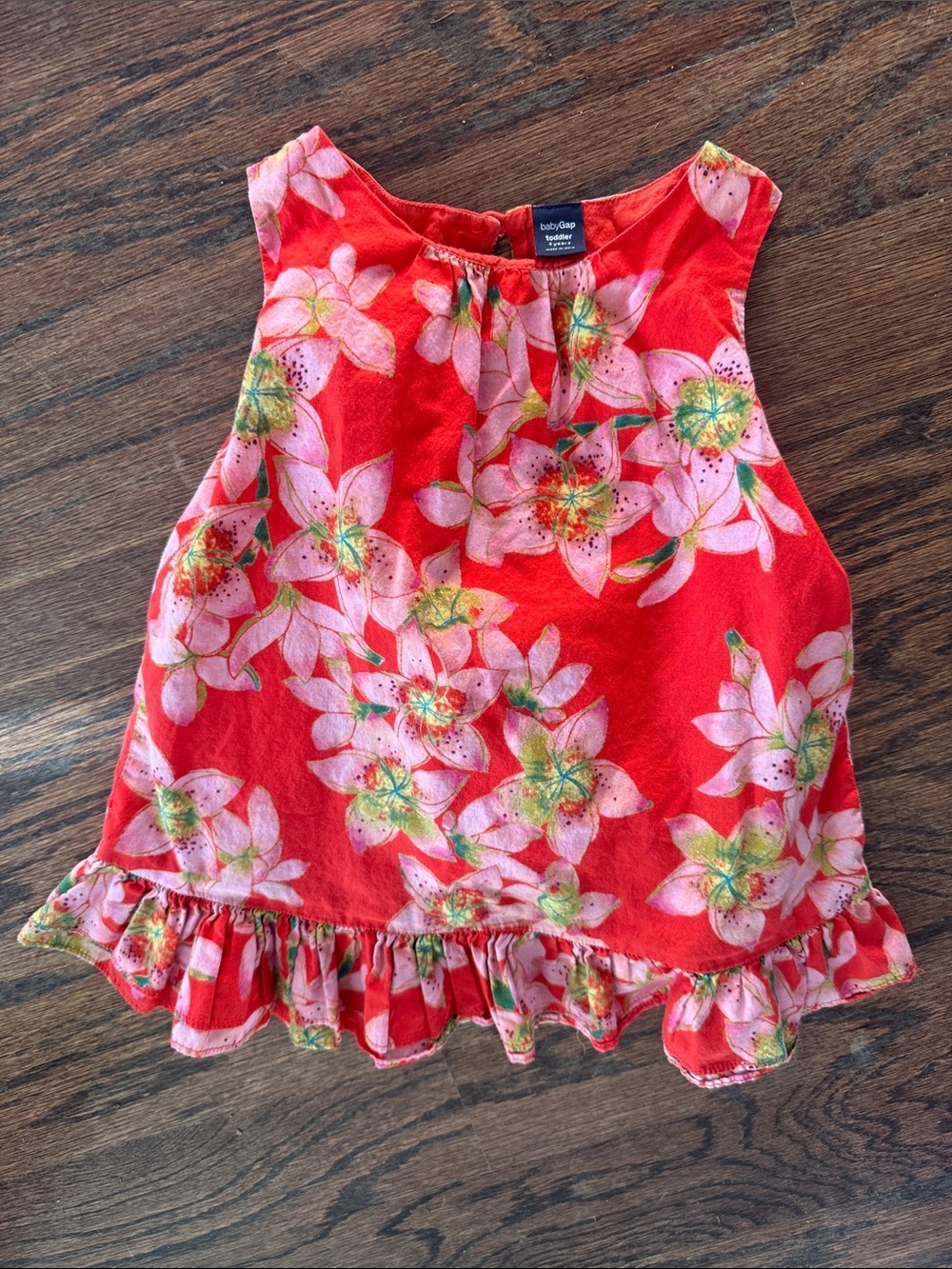 GAP Red Floral Ruffle Tank Top size 4
